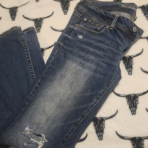 American Eagle Outfitters Dark Blue Distressed Skinny Jeans